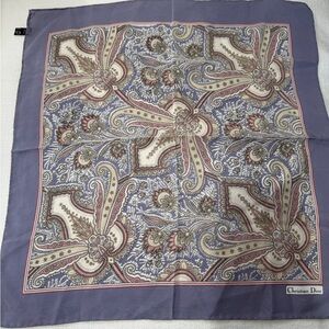 Vintage Christina Dior Silk Scarf in Purple and Cream